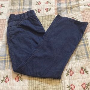 Vintage Kmart Sanforized mens-unisex mid wash bell bottom jeans with zip fly